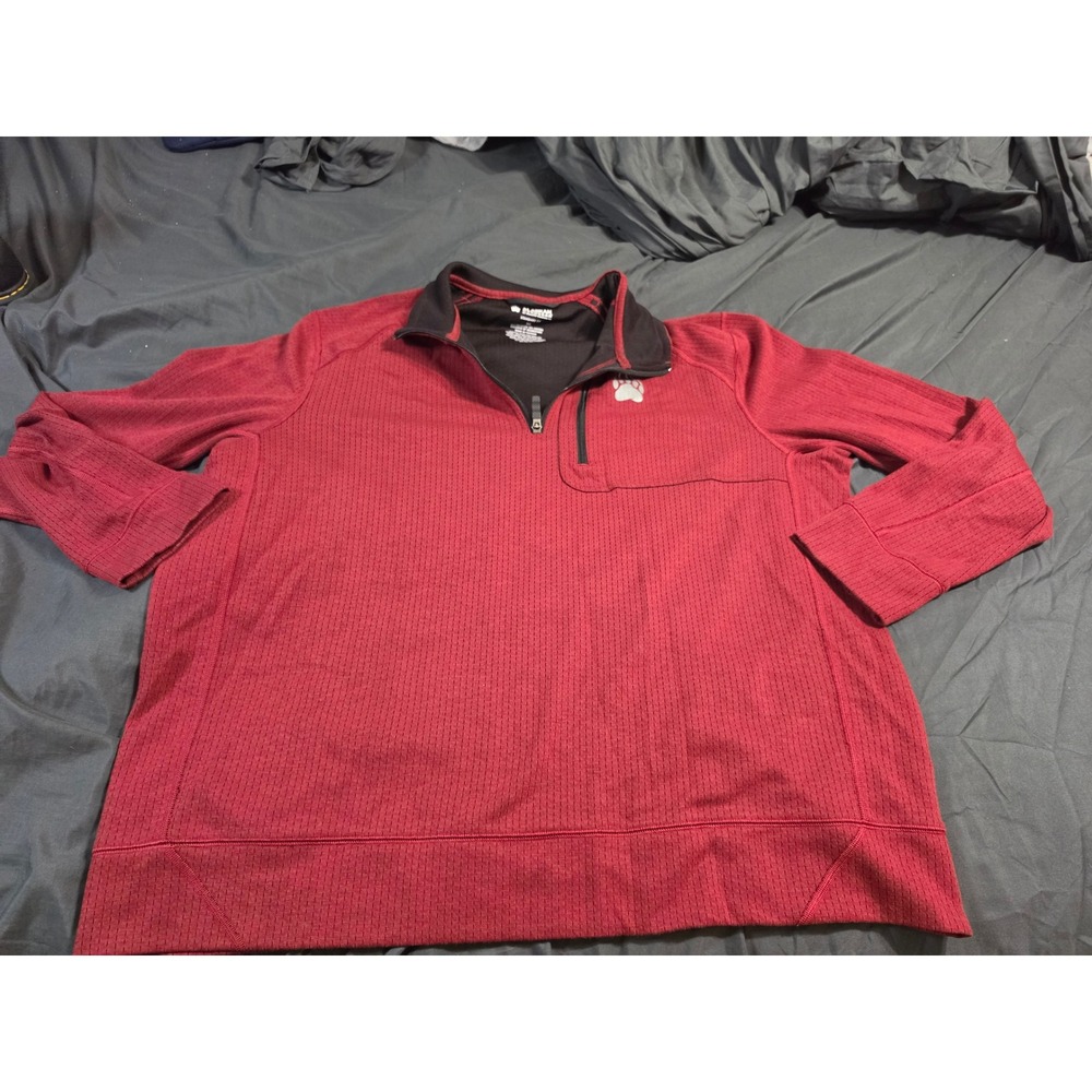 Alaskan Hardgear Duluth Trading Co Mens XL Red Quarter Zip Pullover Waffle Knit